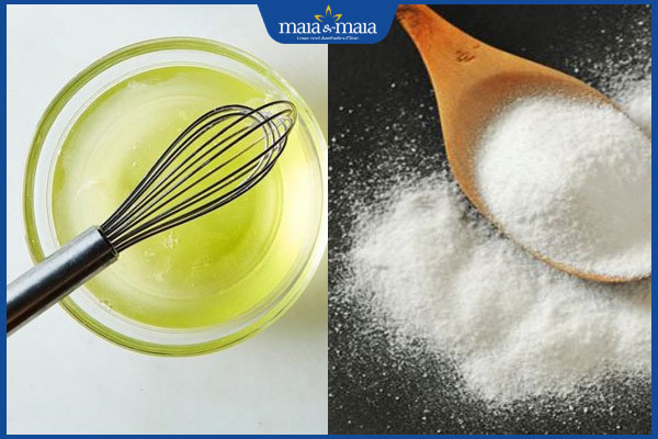 lòng trắng trứng gà và baking soda chữa mụn đầu đen