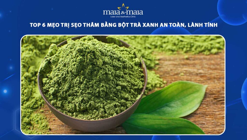 trị sẹo thâm bằng bột trà xanh