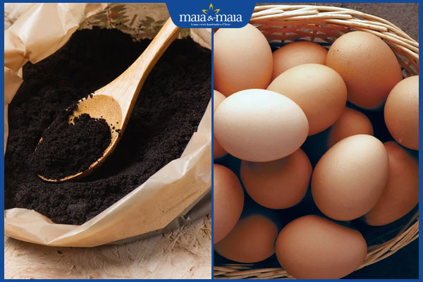 bã cà phê và trứng gà