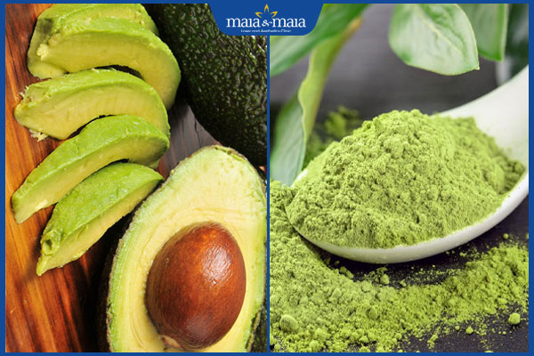 bơ và bột trà xanh