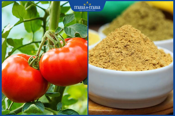 cà chua và bột gỗ đàn hương