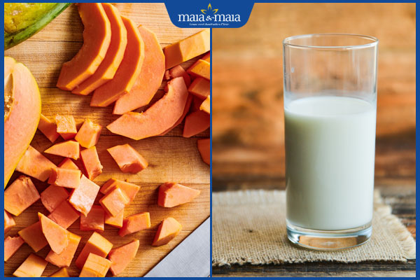 đu đủ và sữa tươi