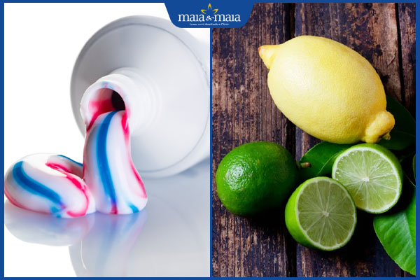 kem đánh răng và chanh