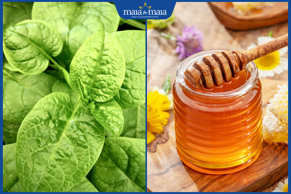 rau mồng tơi và mật ong
