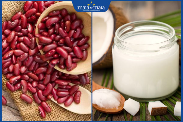 đậu đỏ và dầu dừa