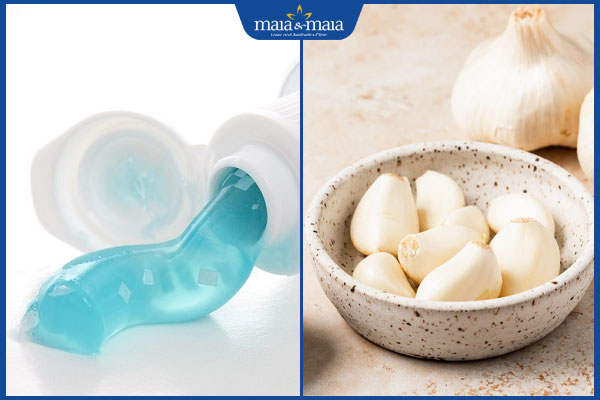 kem đánh răng và tỏi