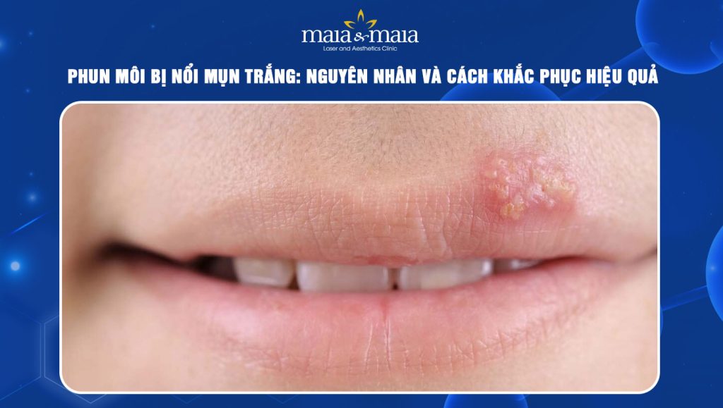 phun môi bị nổi mụn trắng