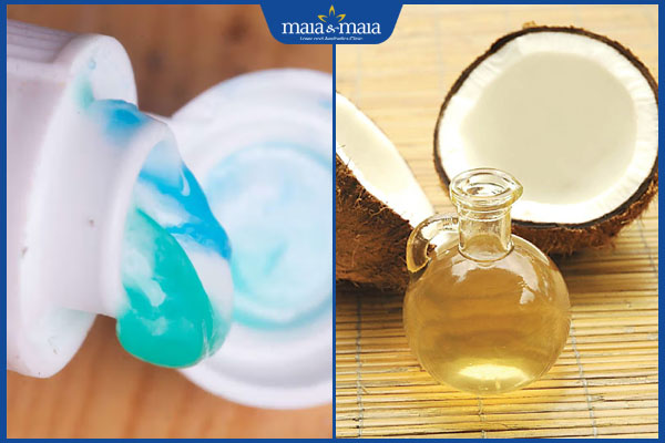 kem đánh răng và dầu dừa
