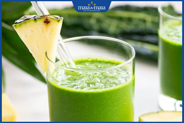 nước ép cải xoăn và dứa