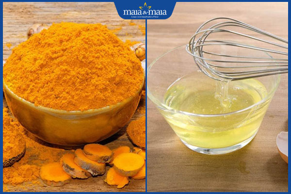 bột nghệ lòng trắng trứng