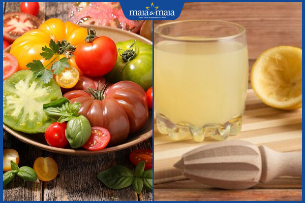 cà chua và nước cốt chanh