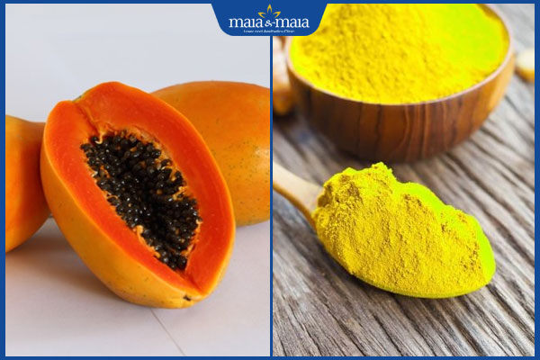 đu đủ và bột nghệ