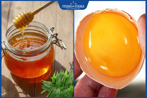 mật ong và lòng đỏ trứng