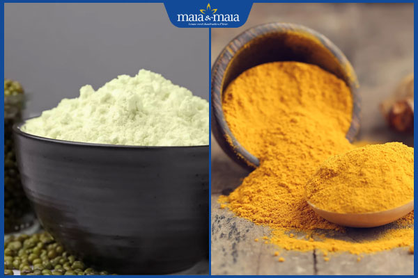 bột đậu xanh và bột nghệ