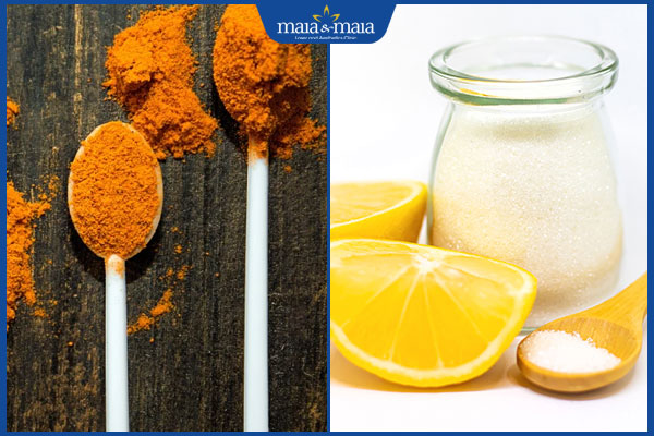 bột nghệ chanh và đường