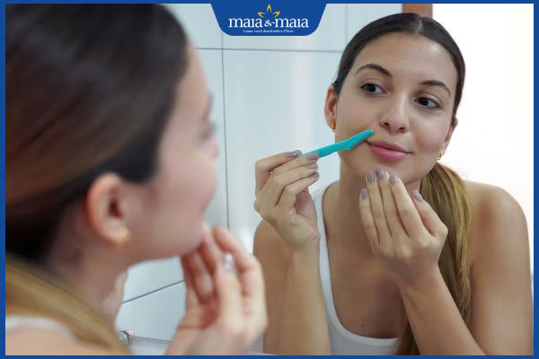 con gái cạo lông mép