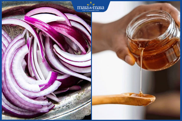 hành tím và mật ong