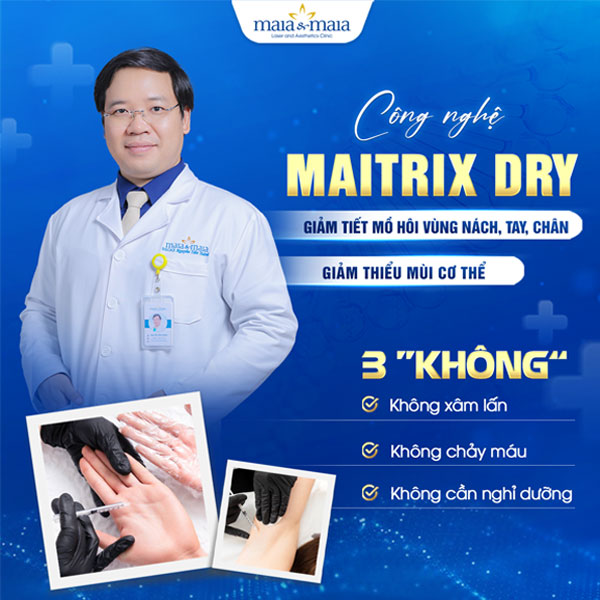 Công nghệ Maitrix Dry điều trị hôi nách, mồ hôi tay, chân 4 công nghệ maitrix dry