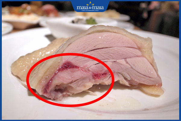thịt gà chưa chín
