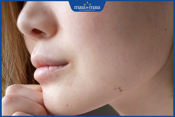 nốt ruồi cằm trái