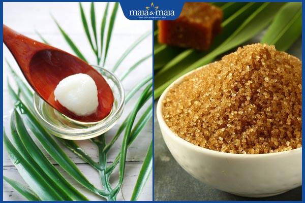 dầu dừa và đường nâu
