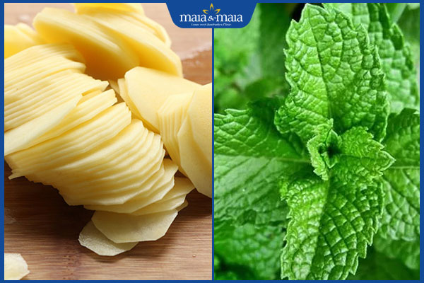 khoai tây và lá bạc hà