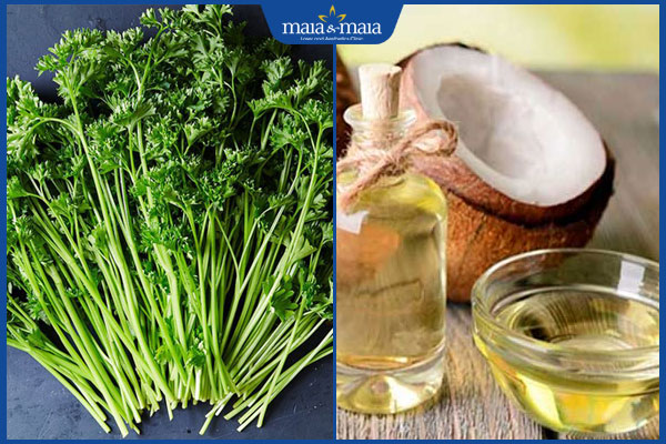 rau mùi và dầu dừa