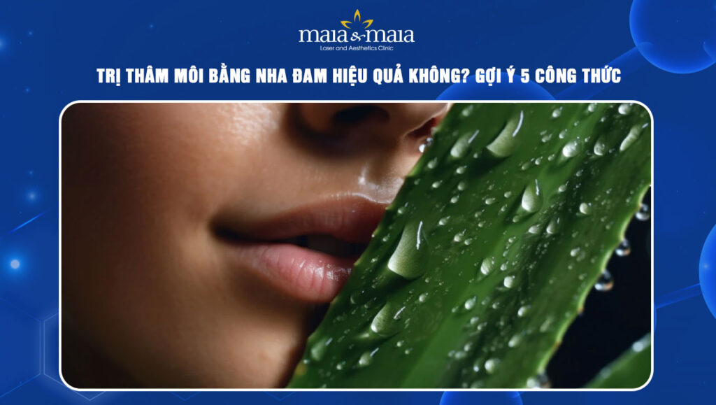 trị thâm môi bằng nha đam