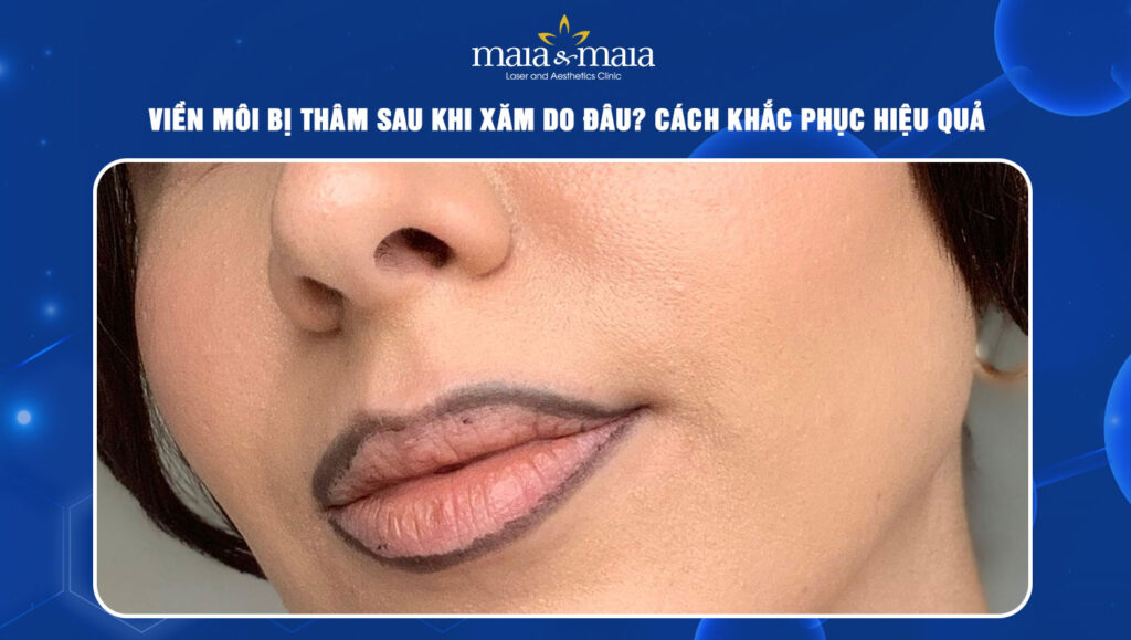 viền môi bị thâm sau khi xăm
