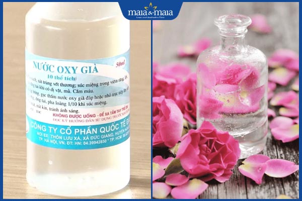 Bí quyết trị thâm nách bằng oxy già an toàn, lành tính 4 oxy già và nước hoa hồng