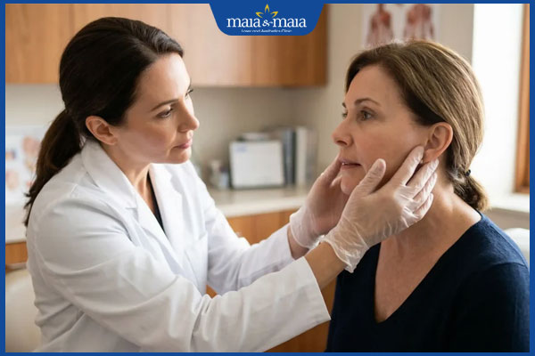 bác sĩ khám trước khi căng da mặt