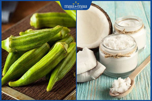 đậu bắp và dầu dừa