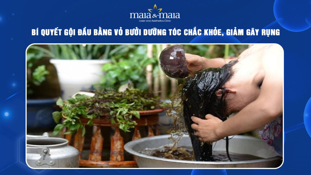 gội đầu bằng vỏ bưởi
