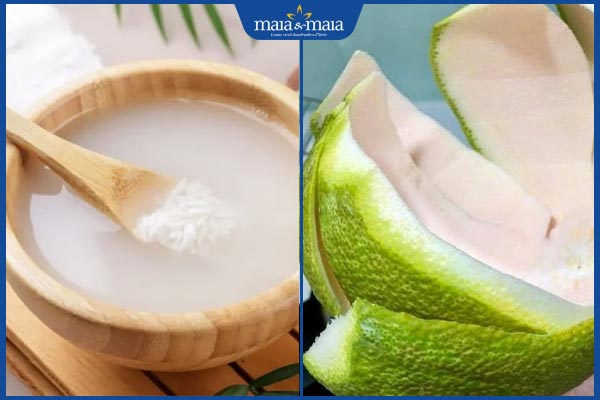 nước vo gạo và vỏ bưởi