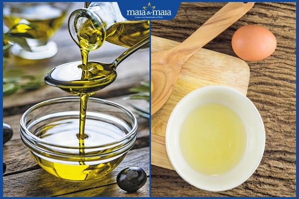 dầu oliu và lòng trắng trứng