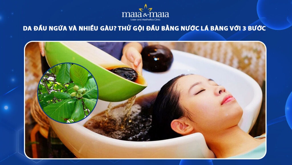 gội đầu bằng nước lá bàng