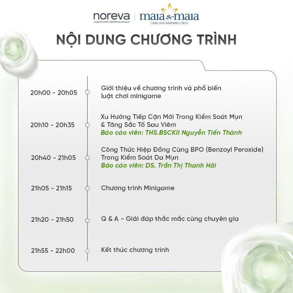 BS CKII Nguyễn Tiến Thành tham gia báo cáo tại hội thảo khoa học trực tuyến về điều trị mụn 3 chương trình noreva